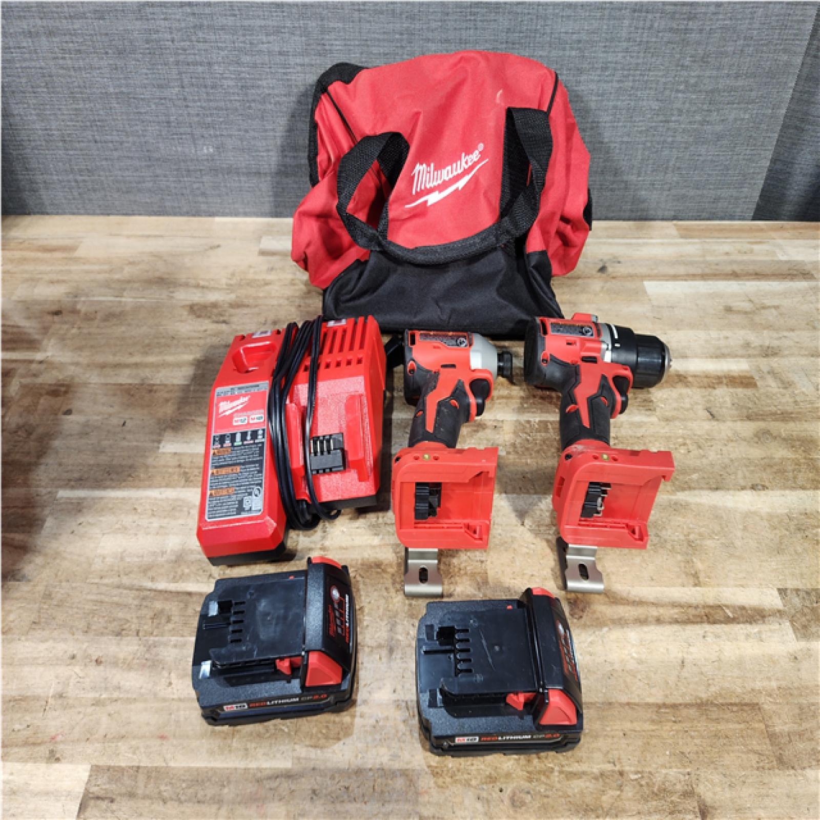 Houston Location AS-IS Milwaukee 18V Lithium-Ion Brushless Cordless Compact Drill/Impact Combo Kit