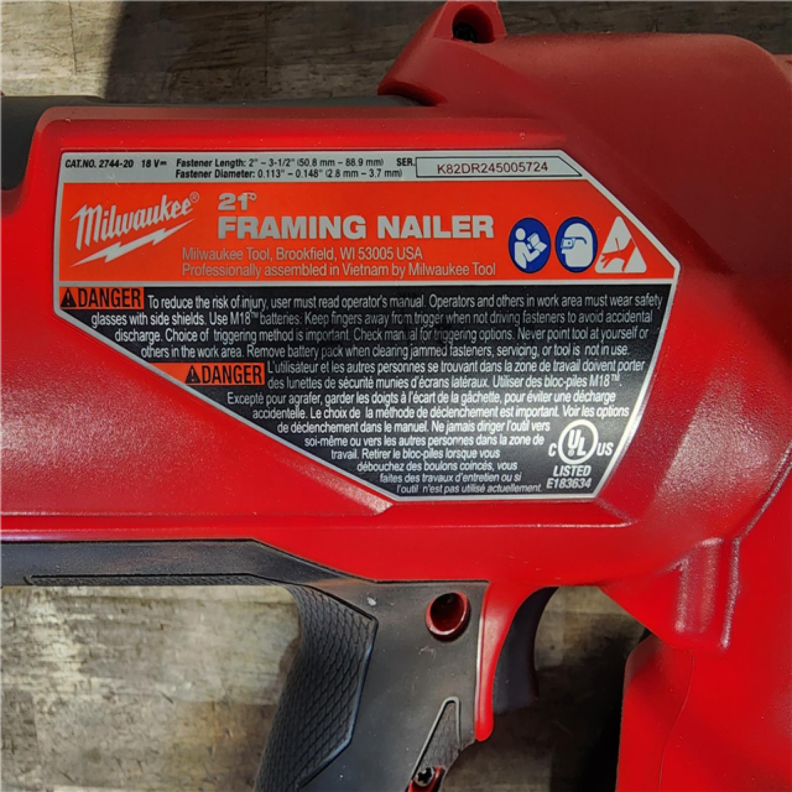 HOUSTON LOCATION - AS-IS Milwaukee 2744-20 M18 FUEL 3-1/2 in. 18V 21-Degree Lithium-Ion Brushless Cordless Framing Nailer (Tool-Only)