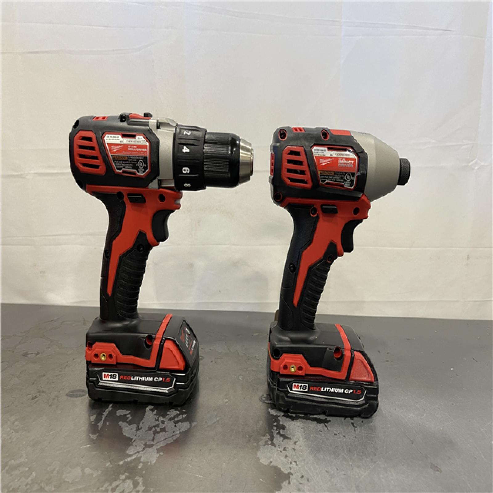 AS-IS- Milwaukee 18V Cordless Brushed 2-Tool Drill/Driver and Impact Driver Kit