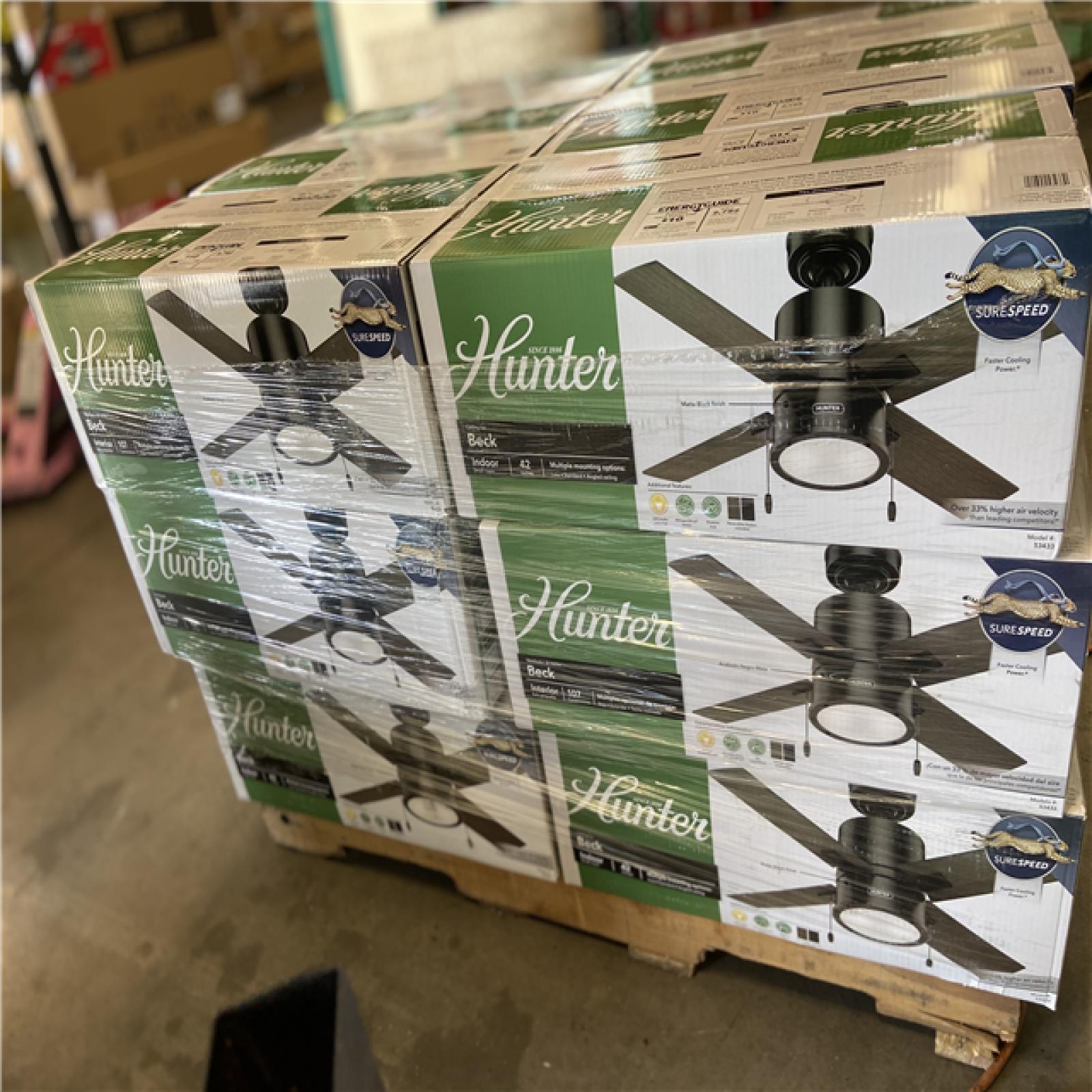 DALLAS LOCATION - Hunter Beck 42 in. LED Indoor Matte Black Ceiling Fan with Light (18 units)