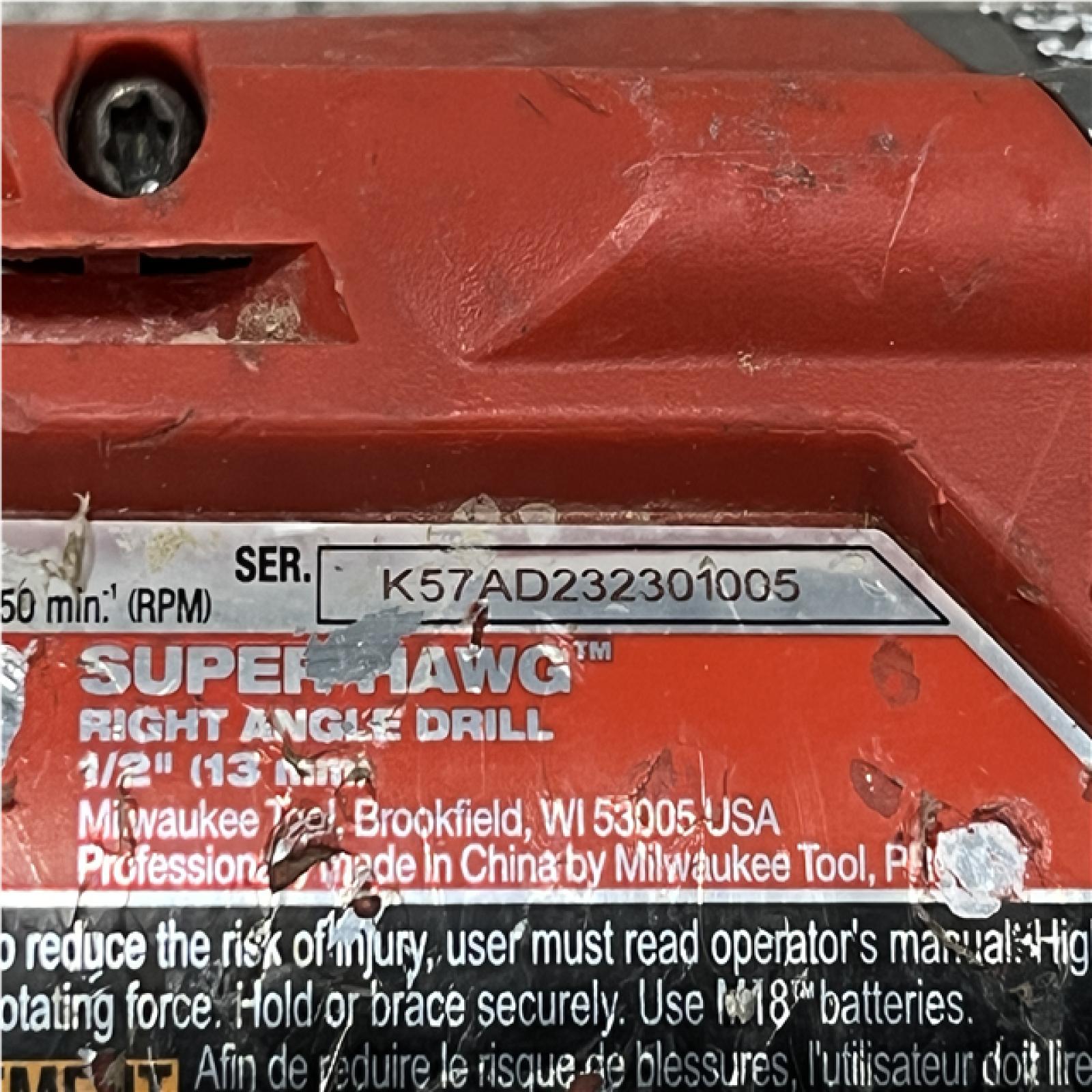 AS-IS Milwaukee FUEL 18V Lithium-Ion Brushless Cordless GEN 2 SUPER HAWG 1/2 in. Right Angle Drill (Tool-Only)