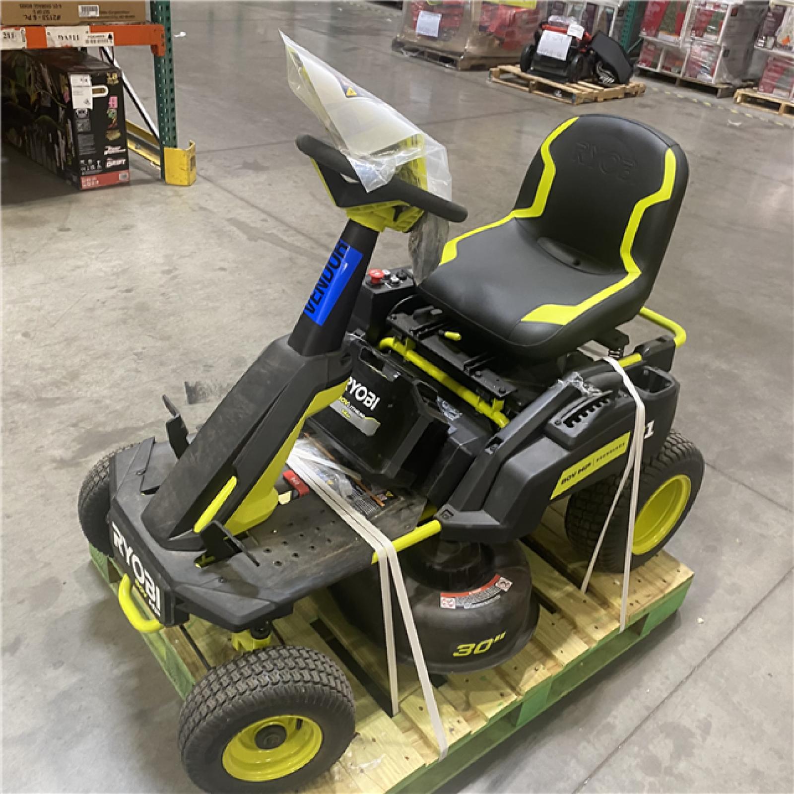 Dallas Location - As-Is RYOBI R1 80V HP Brushless Lithium Battery Cordless Electric 30 in. Riding Lawn Mower with 14 Ah Battery and Charger