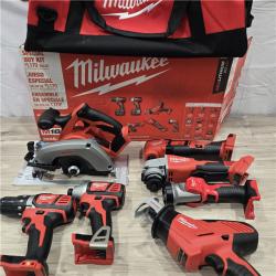 AS-IS Milwaukee M18 18-Volt Lithium-Ion Cordless Combo Kit 7-Tool with 2-Batteries, Charger and Tool Bag