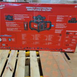 LIKE NEW! Milwaukee M18 2000 Ft. Red Exterior Rotary Laser Level Kit with Receiver, Receiver Clamp, Tripod, and Grade Rod