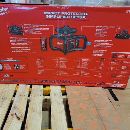 LIKE NEW! Milwaukee M18 2000 Ft. Red Exterior Rotary Laser Level Kit with Receiver, Receiver Clamp, Tripod, and Grade Rod