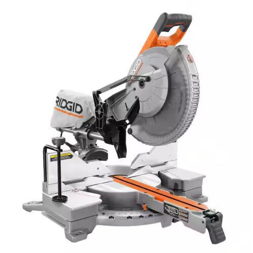 DALLAS LOCATION -RIDGID 15 Amp Corded 12 in. Dual Bevel Sliding Miter Saw with 70 Deg. Miter Capacity and LED Cut Line Indicator