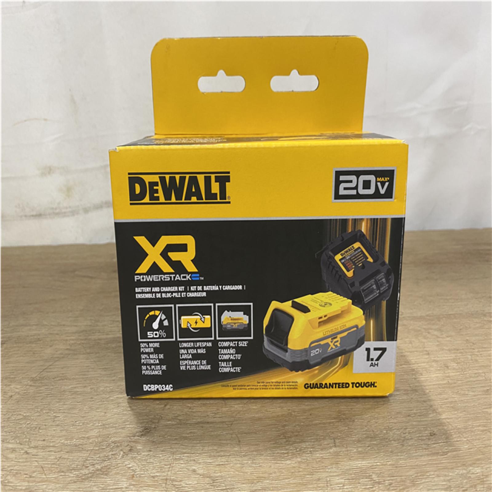 NEW DEWALT 20V MAX XR POWERSTACK Lithium-Ion Battery Starter Kit with 1.7Ah Battery and Charger