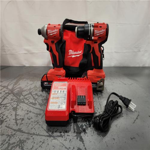 AS-IS- Milwaukee 18V Lithium-Ion Brushless Cordless Compact Drill/Impact Combo Kit