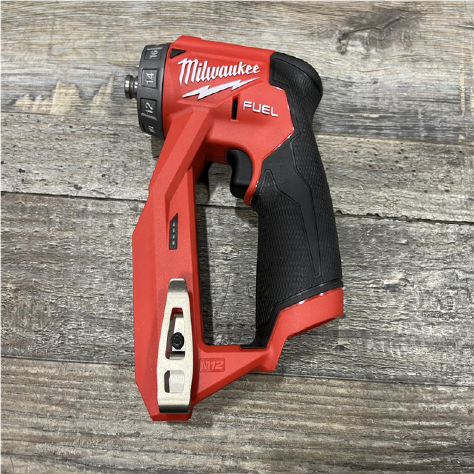 AS-IS Milwaukee FUEL 12V Lithium-Ion Brushless Cordless 4-in-1 Installation 3/8 in. Drill Driver with 4 Tool Head (Tool-Only)