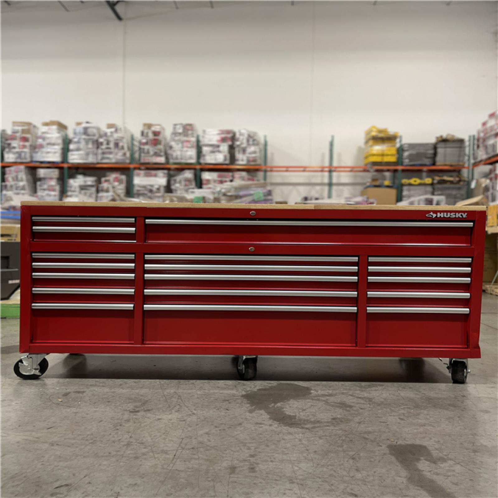 DALLAS LOCATION - Husky Tool Storage 72 in. W x 21 in. D Standard Duty Gloss Red Mobile Workbench Tool Chest