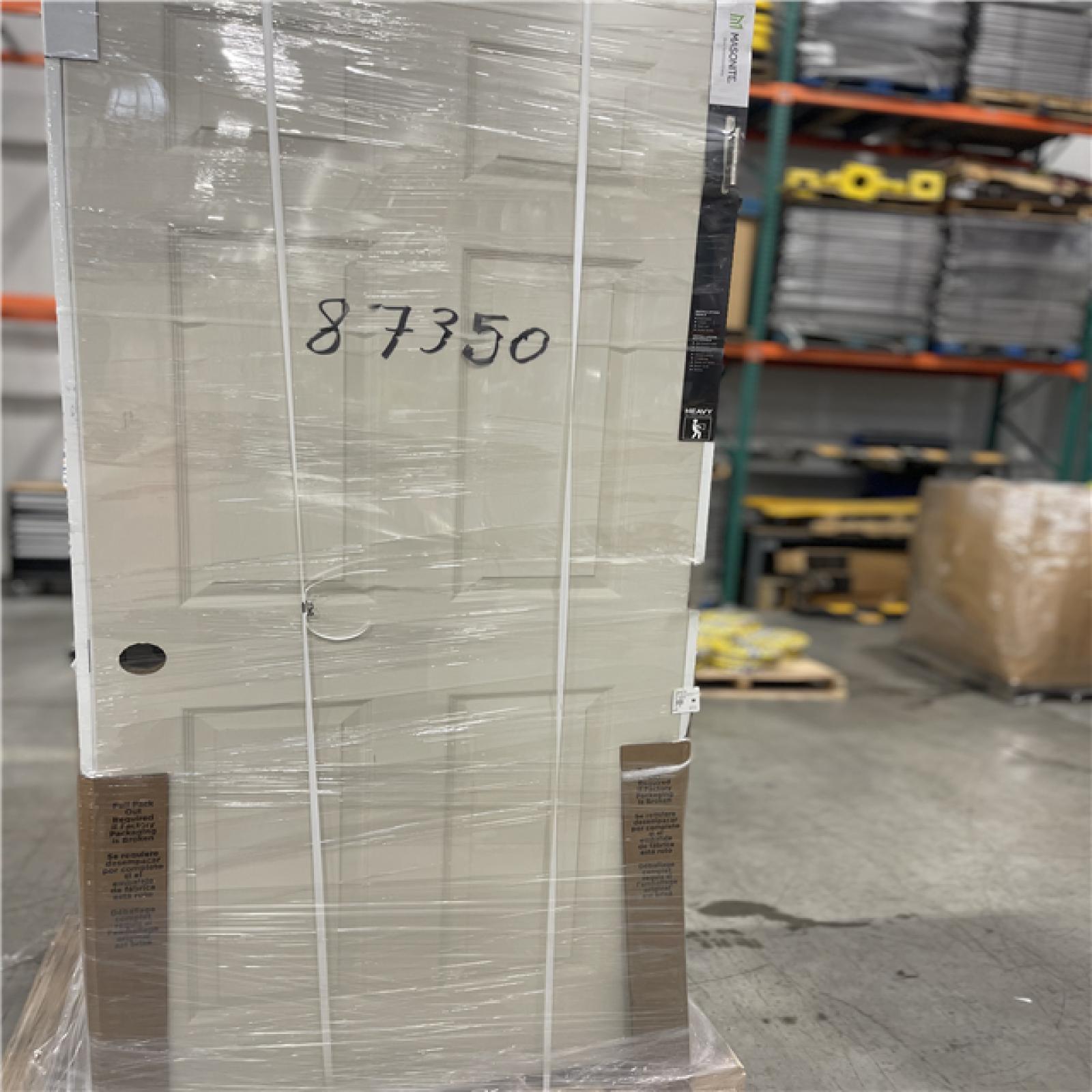 DALLAS LOCATION - Masonite 32 in. x 80 in. 6-Panel Left-Handed Solid-Core Textured Primed Composite Single Prehung Interior Door PALLET-(6 UNITS)