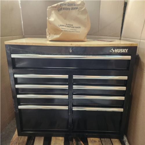 Phoenix USED Husky Tool Storage 46 in. W x 18 in. D 9-Drawer Mobile Workbench Cabinet in Gloss Black (LOCKED)