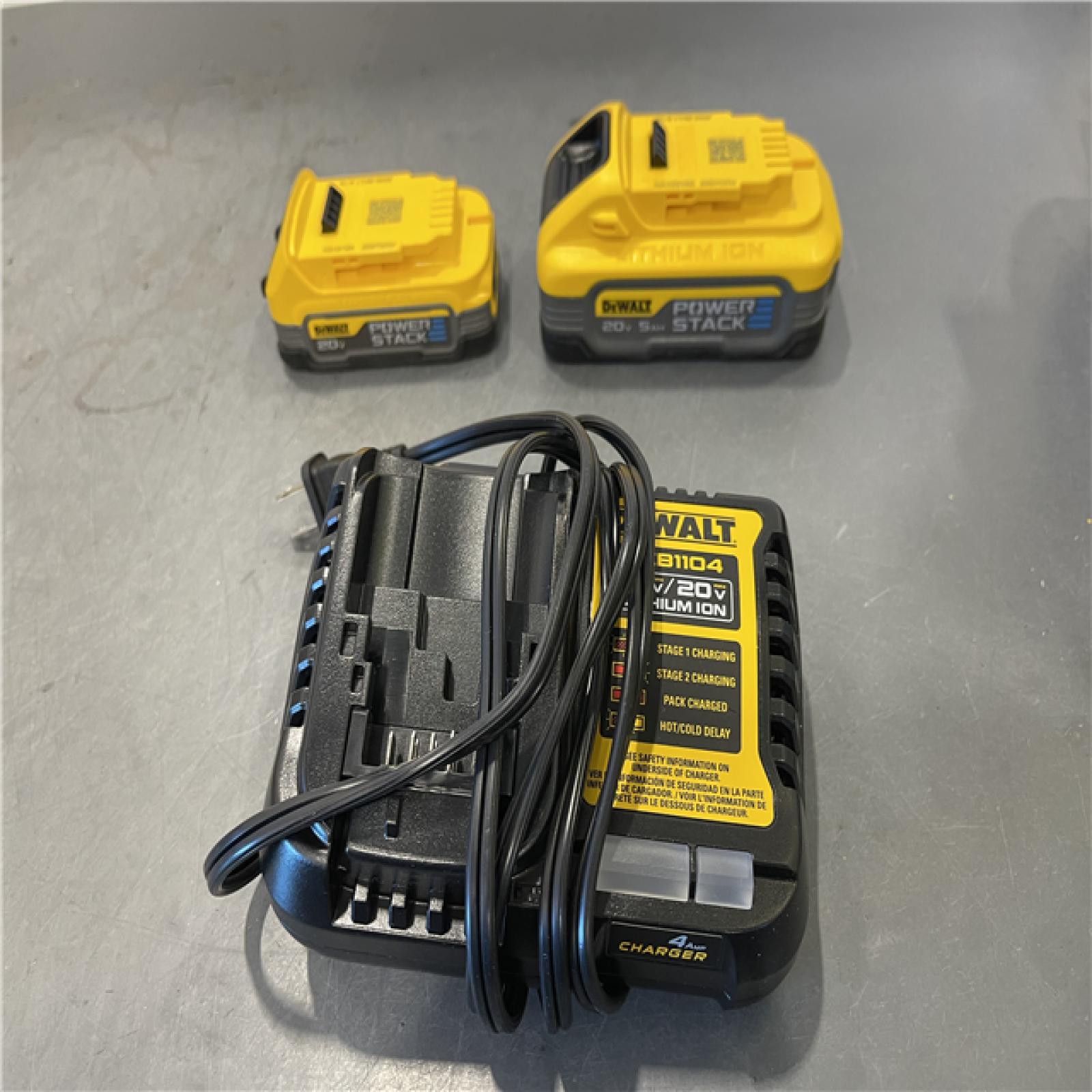 AS-IS - Dewalt Powerstack 20-Volt Lithium-Ion 5.0 Ah and 1.7 Ah Batteries and Charger