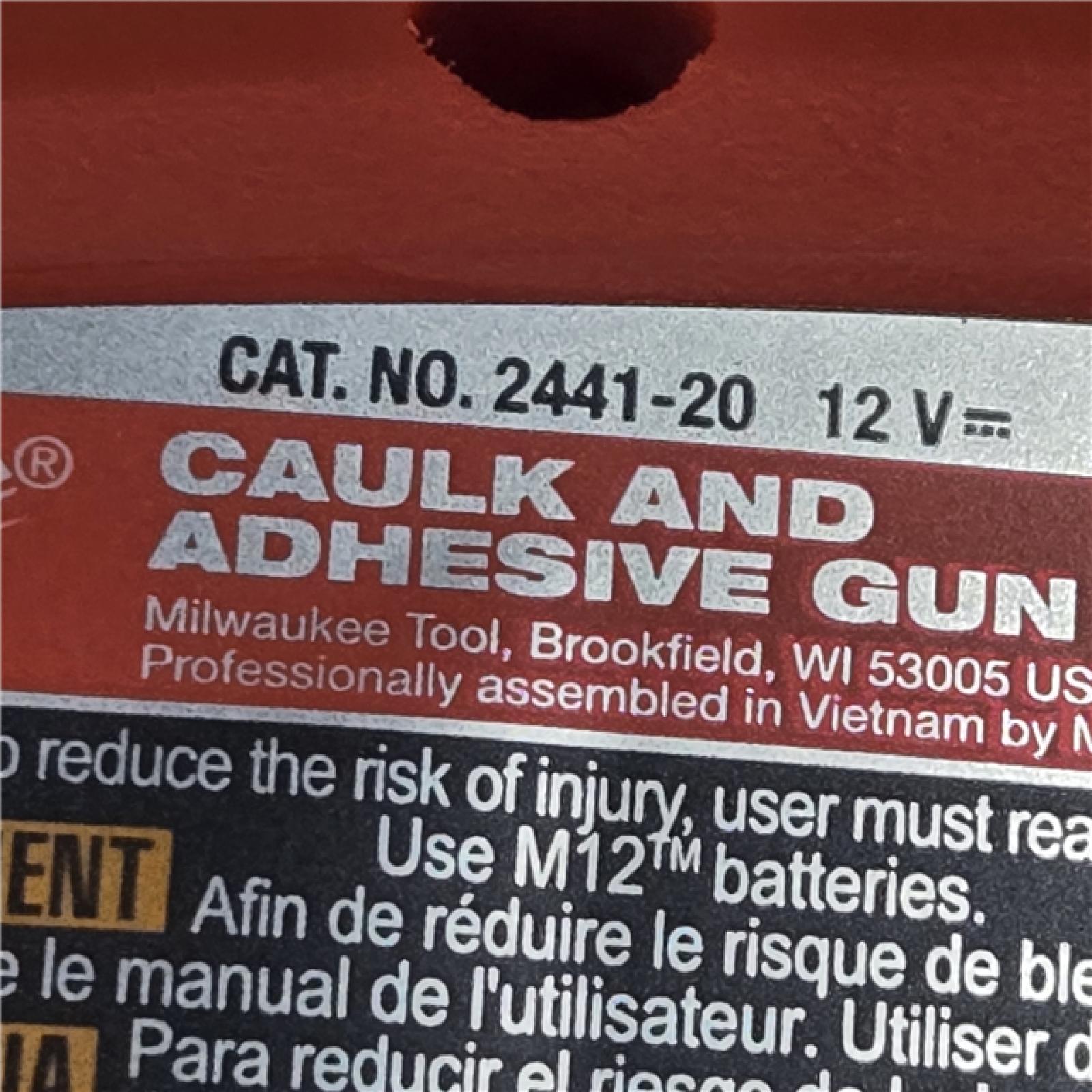 AS-IS Milwaukee 2441-20 M12 12V Cordless 10oz Caulk/Adhesive Gun (Tool Only)