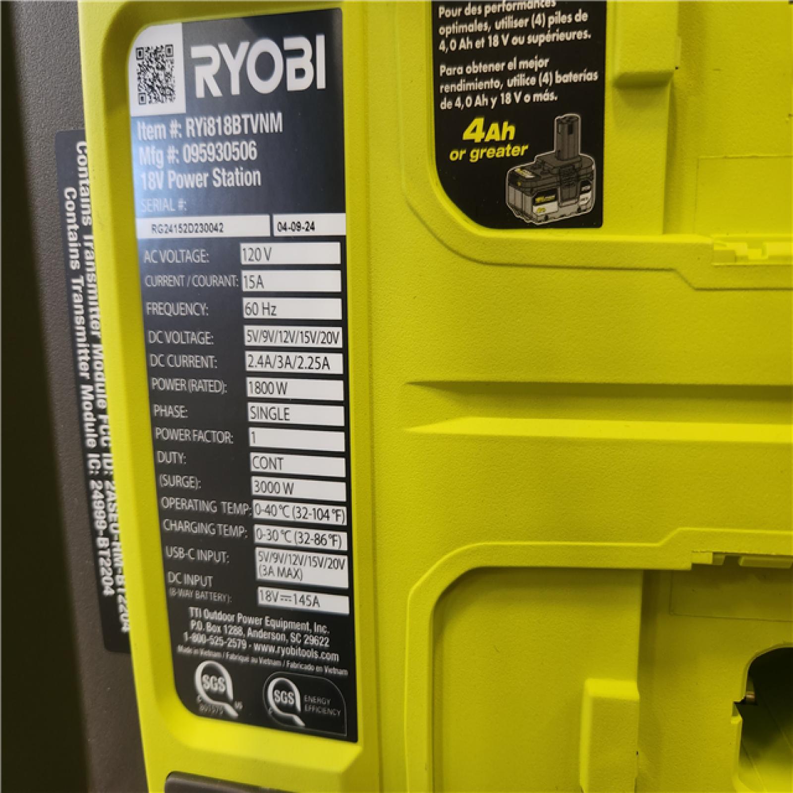 Phoenix NEW RYOBI 18V ONE+ 1800-Watt Portable Battery Inverter Power Station/8-Port Charger (Tool Only)