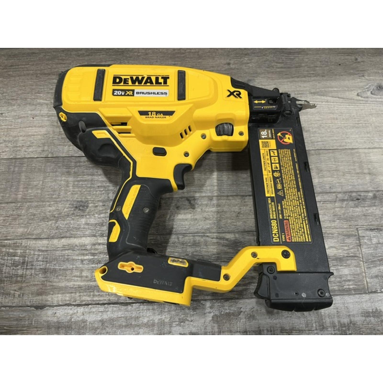 AS-IS DEWALT 20V MAX XR Lithium-Ion Electric Cordless 18-Gauge Brad Nailer (Tool Only)