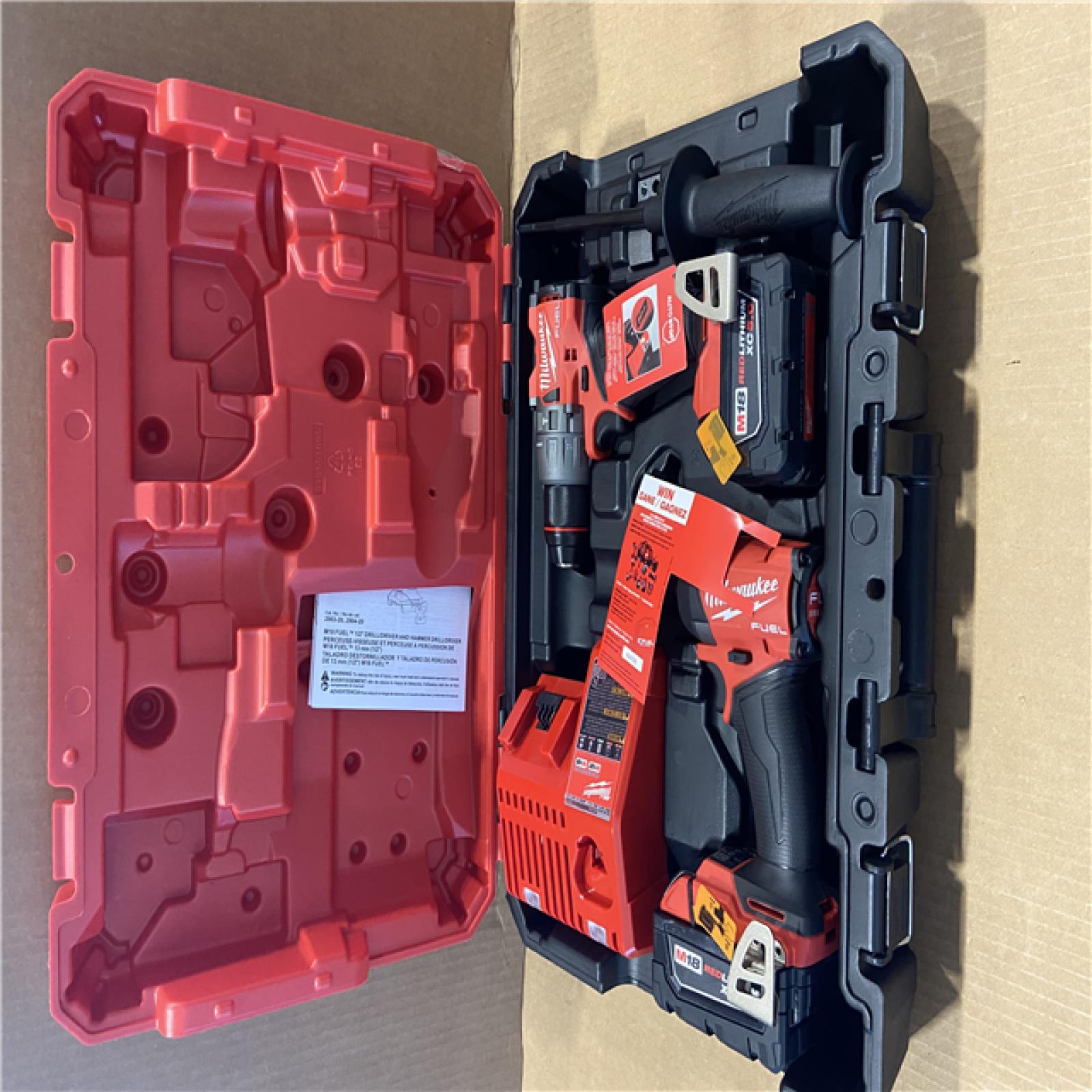 AS-IS - Milwaukee M18 FUEL 18V Lithium-Ion Brushless Cordless Hammer Drill and Impact Driver Combo Kit (2-Tool) with 2 Batteries