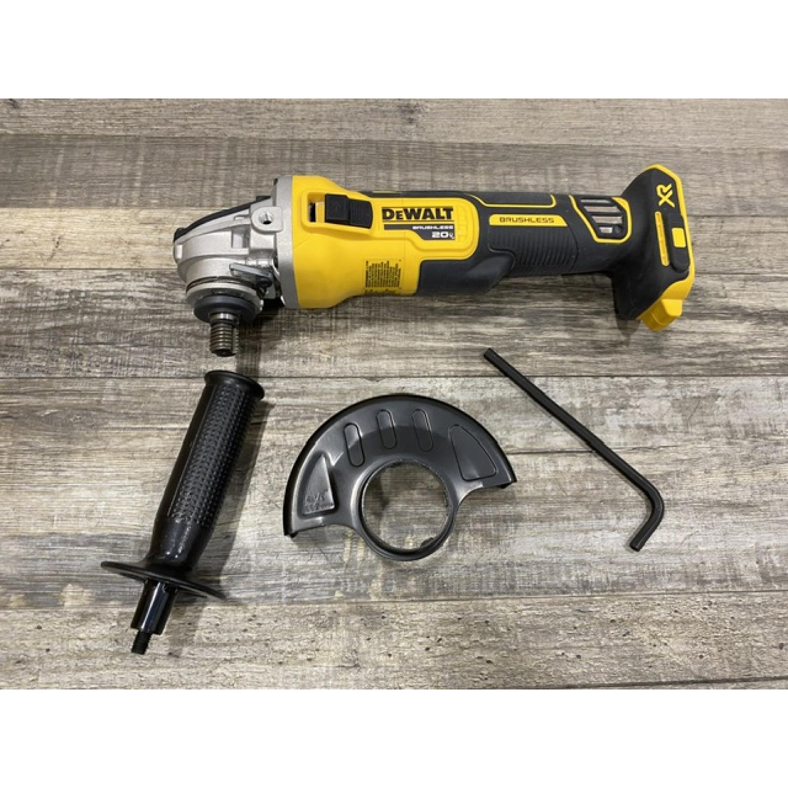 AS-IS DEWALT 20V MAX XR Cordless Brushless 4.5 in. Slide Switch Small Angle Grinder with Kickback Brake (Tool Only)