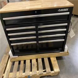 DALLAS LOCATION - Husky Tool Storage 46 in. W x 18 in. D 9-Drawer Mobile Workbench Cabinet in Gloss Black