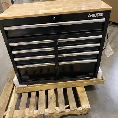 DALLAS LOCATION - Husky Tool Storage 46 in. W x 18 in. D 9-Drawer Mobile Workbench Cabinet in Gloss Black