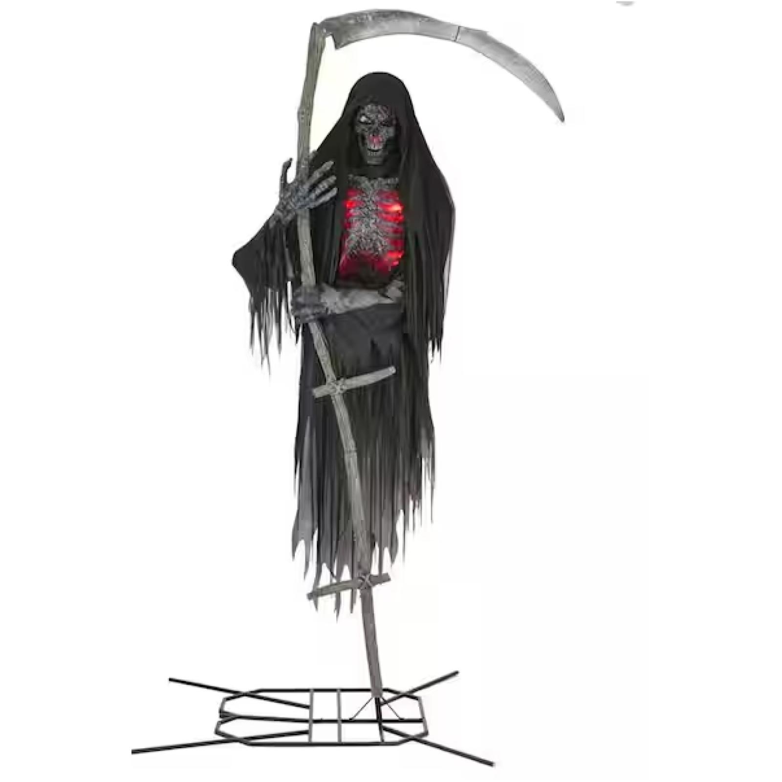 DALLAS LOCATION - AS-IS Home Accents Holiday 12 ft. Grave & Bones Giant-Sized Color Changing Animated LED Levitating Reaper