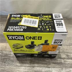 NEW - RYOBI ONE+ 18V Lithium-Ion HIGH PERFORMANCE Starter Kit with 2.0 Ah Battery, (2) 4.0 Ah Batteries, and Charger