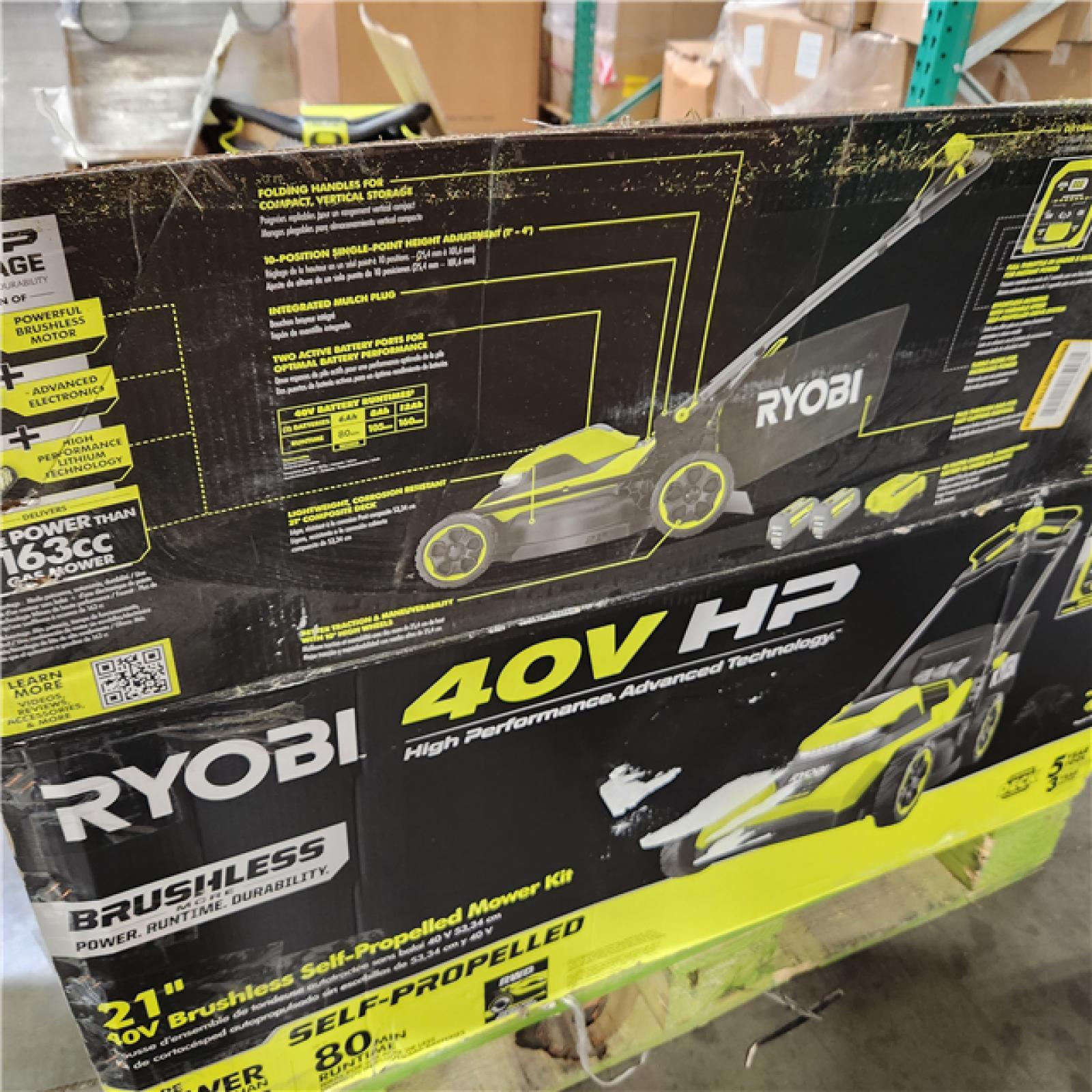 Dallas Location - As-Is RYOBI 40V HP Brushless 21 in. Cordless Battery Walk Behind Self-Propelled Lawn Mower with (2) 6.0 Ah Batteries and Charger