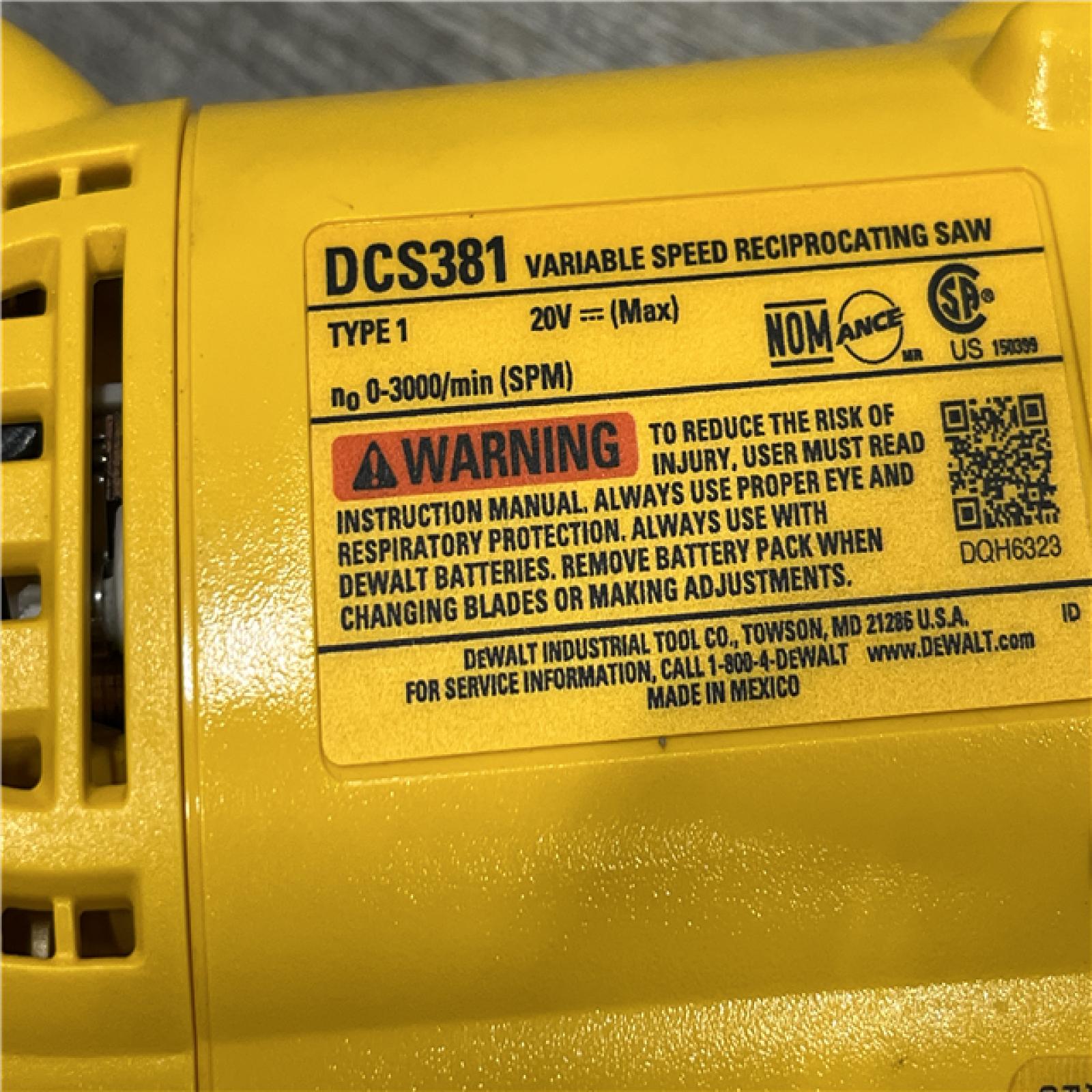 AS-IS DEWALT 20V MAX Cordless Reciprocating Saw (Tool Only)