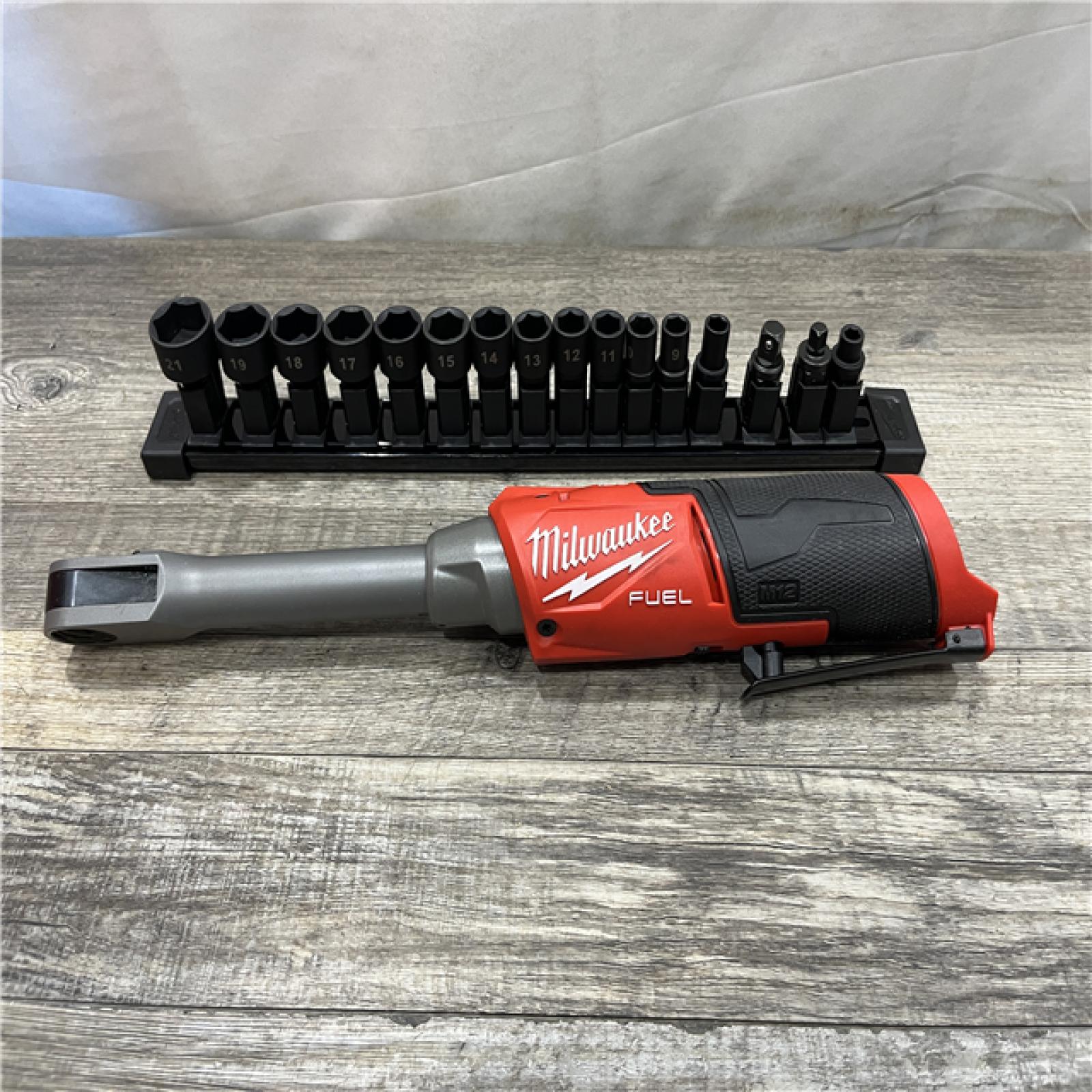AS-IS Milwaukee FUEL INSIDER 12V Lithium-Ion Brushless Cordless 1/4 in. - 3/8 in. Extended Reach Box Ratchet (Tool-Only)