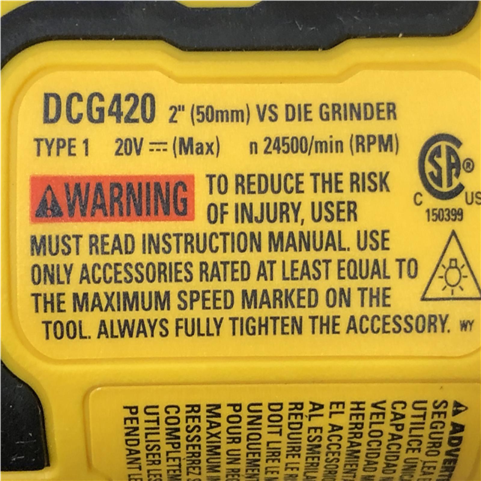 AS-IS DEWALT ATOMIC 20V MAX Cordless Die Grinder with Paddle Switch (Tool Only)