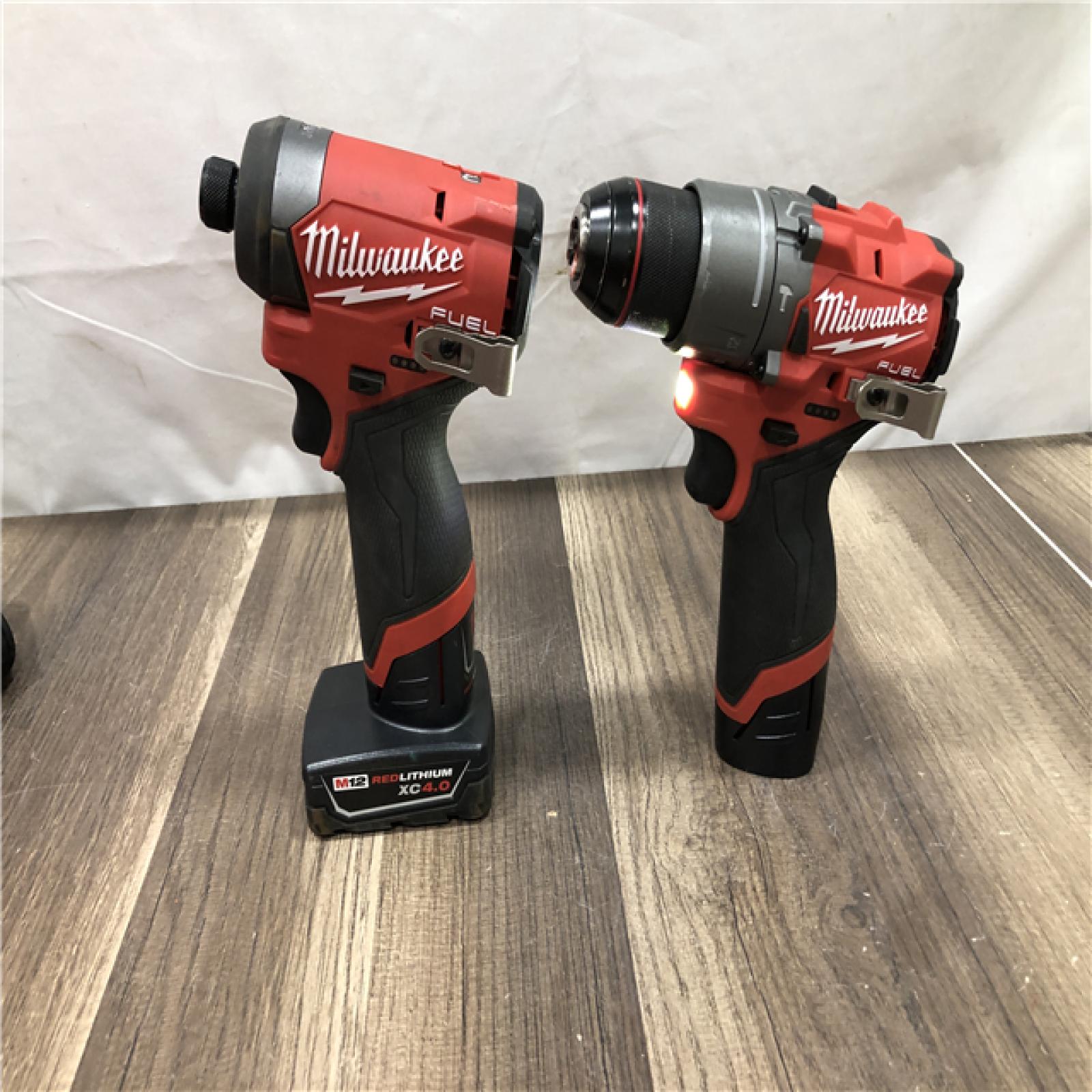 AS-IS Milwaukee FUEL 12-Volt Lithium-Ion Brushless Cordless Hammer Drill and Impact Driver Combo Kit