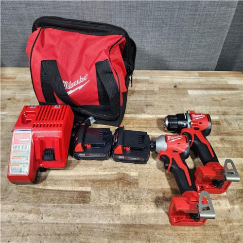 HOUSTON LOCATION - AS - IS Milwaukee 18V Lithium-Ion Brushless Cordless Compact Drill/Impact Combo Kit