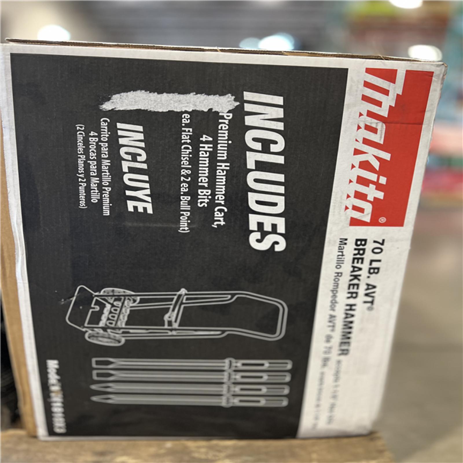 DALLAS LOCATION - Makita 15 Amp 1-1/8 in. Hex Corded 70 lb. AVT Breaker Hammer with Anti-Vibration Technology  Cart and (4) Bits