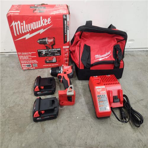 Phoenix Location NEW Milwaukee M18 18V Lithium-Ion Brushless Cordless 1/2 in. Compact Drill/Driver Kit with Two 2.0 Ah Batteries, Charger and Case