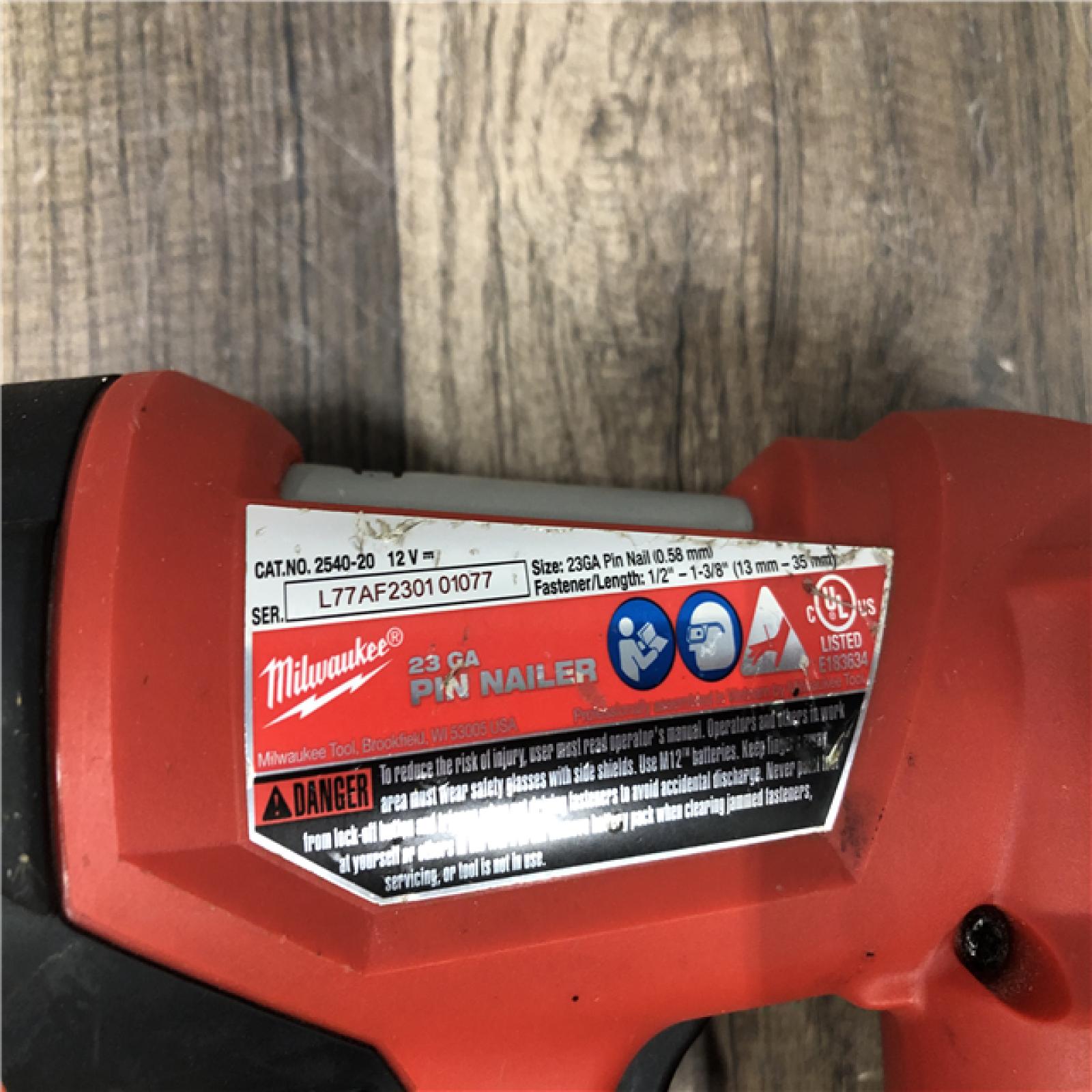 AS-IS Milwaukee 12-Volt 23-Gauge Lithium-Ion Cordless Pin Nailer (Tool-Only)
