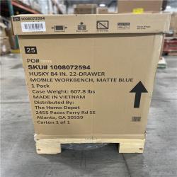 DALLAS LOCATION- AS-IS HUSKY Heavy Duty 84 in. W x 24 in. D Matte Blue/Woodtop Mobile Workbench