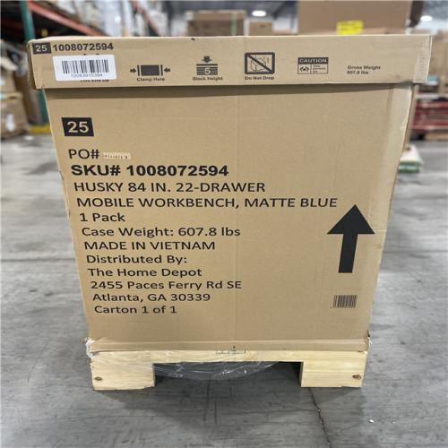 DALLAS LOCATION- AS-IS HUSKY Heavy Duty 84 in. W x 24 in. D Matte Blue/Woodtop Mobile Workbench
