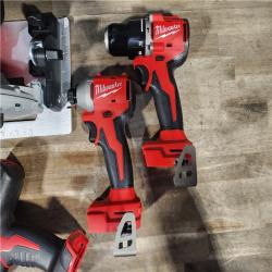 HOUSTON LOCATION - AS-IS Milwaukee M18 18-Volt Lithium-Ion Brushless Cordless Combo Kit (4-Tool) with 2-Batteries  1-Charger and Tool Bag