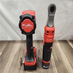 AS-IS- M18 FUEL 18V Cordless Mid Torque 1/2 in. Impact Wrench W/ M12 FUEL 3/8 in. Ratchet & Battery/Charger Combo Kit