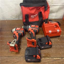 AS-IS  Milwaukee 18V Cordless Brushed 2 Tool Drill/Driver and Impact Driver Kit