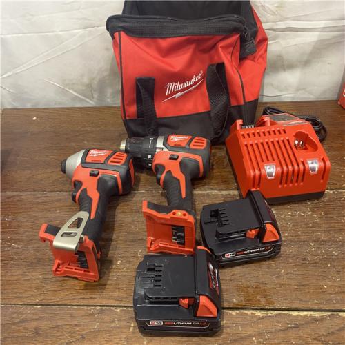 AS-IS  Milwaukee 18V Cordless Brushed 2 Tool Drill/Driver and Impact Driver Kit