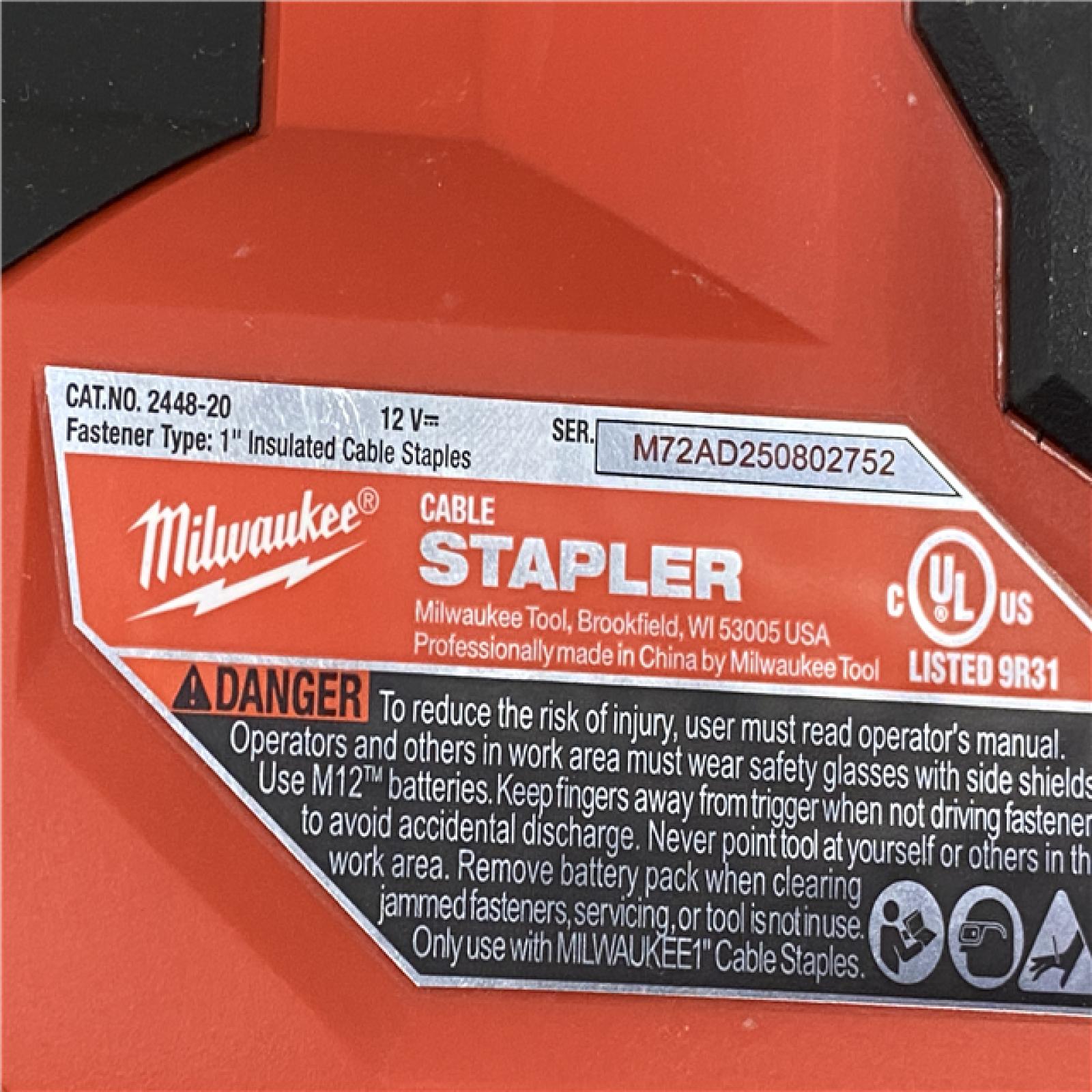 AS-IS Milwaukee 12-Volt Lithium-Ion Cordless Cable Stapler (Tool-Only)
