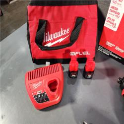 HOUSTON LOCATION - AS-IS (APPEARS LIKE NEW) Milwaukee 3453-22HSR M12 FUEL 12V Lithium-Ion Cordless 3/8 in. Ratchet and 1/4 in. Impact Driver Kit