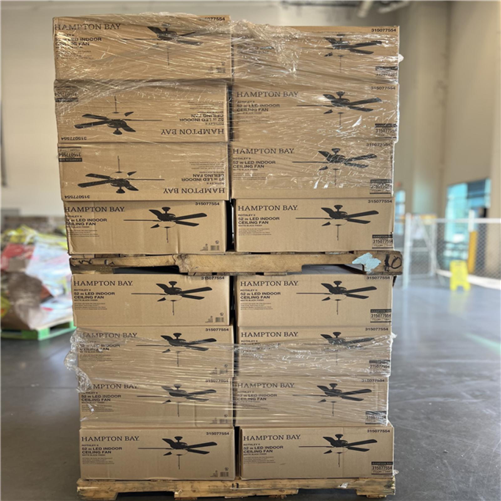 DALLAS LOCATION - Hampton Bay Rothley II 52 in. Indoor LED Matte Black Ceiling Fan with Light Kit PALLET -(48 UNITS)