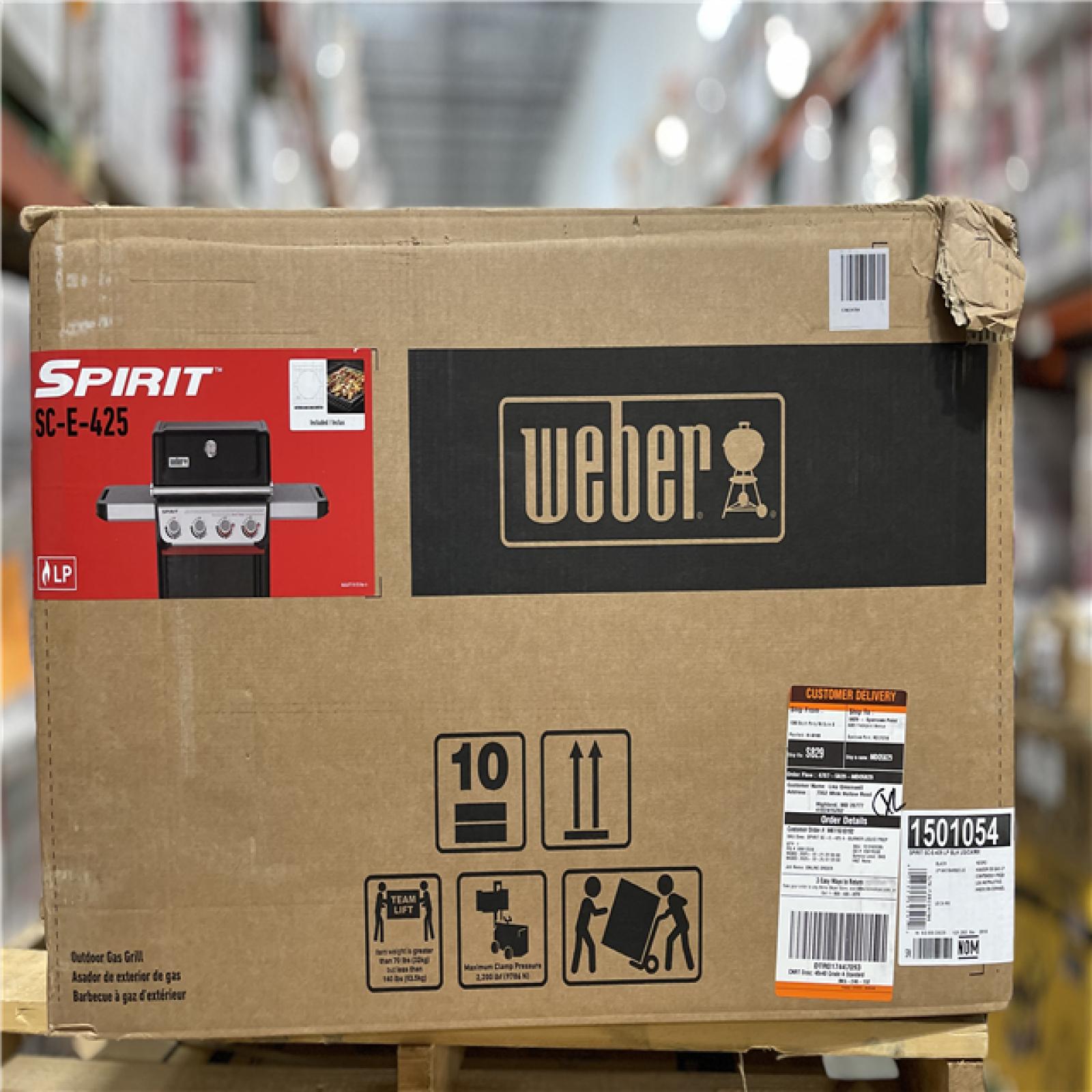 DALLAS LOCATION - Weber Spirit SC-E-425 4-Burner Propane Gas Grill in Black with Crafted Griddle Insert