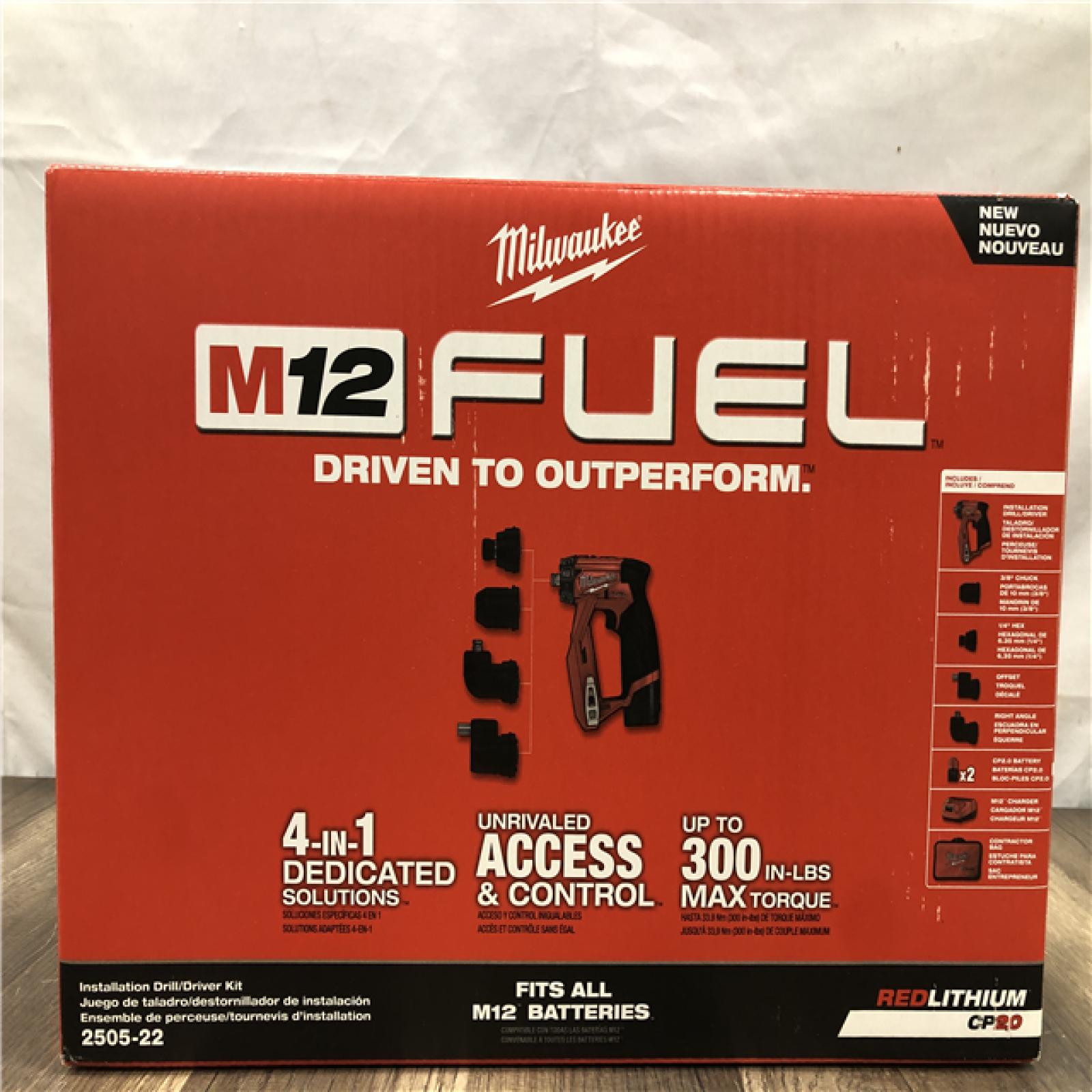 NEW- Milwaukee  FUEL 12V Lithium-Ion Brushless Cordless 4-in-1 Installation 3/8 in. Drill Driver Kit