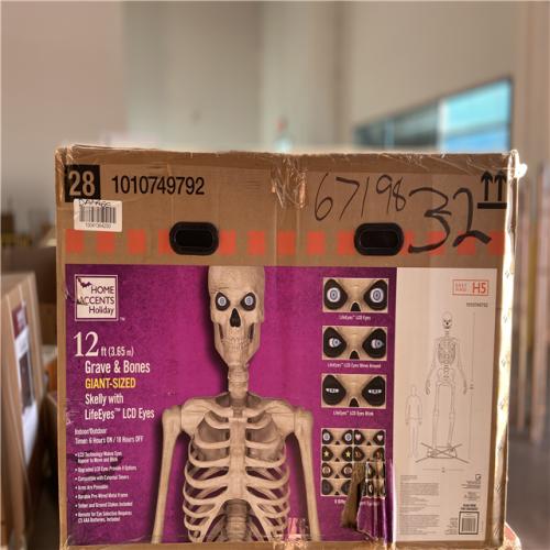 DALLAS LOCATION - Home Accents Holiday 12 ft. Grave & Bones Giant-Sized Skelly with LifeEyes™ LCD Eyes H5