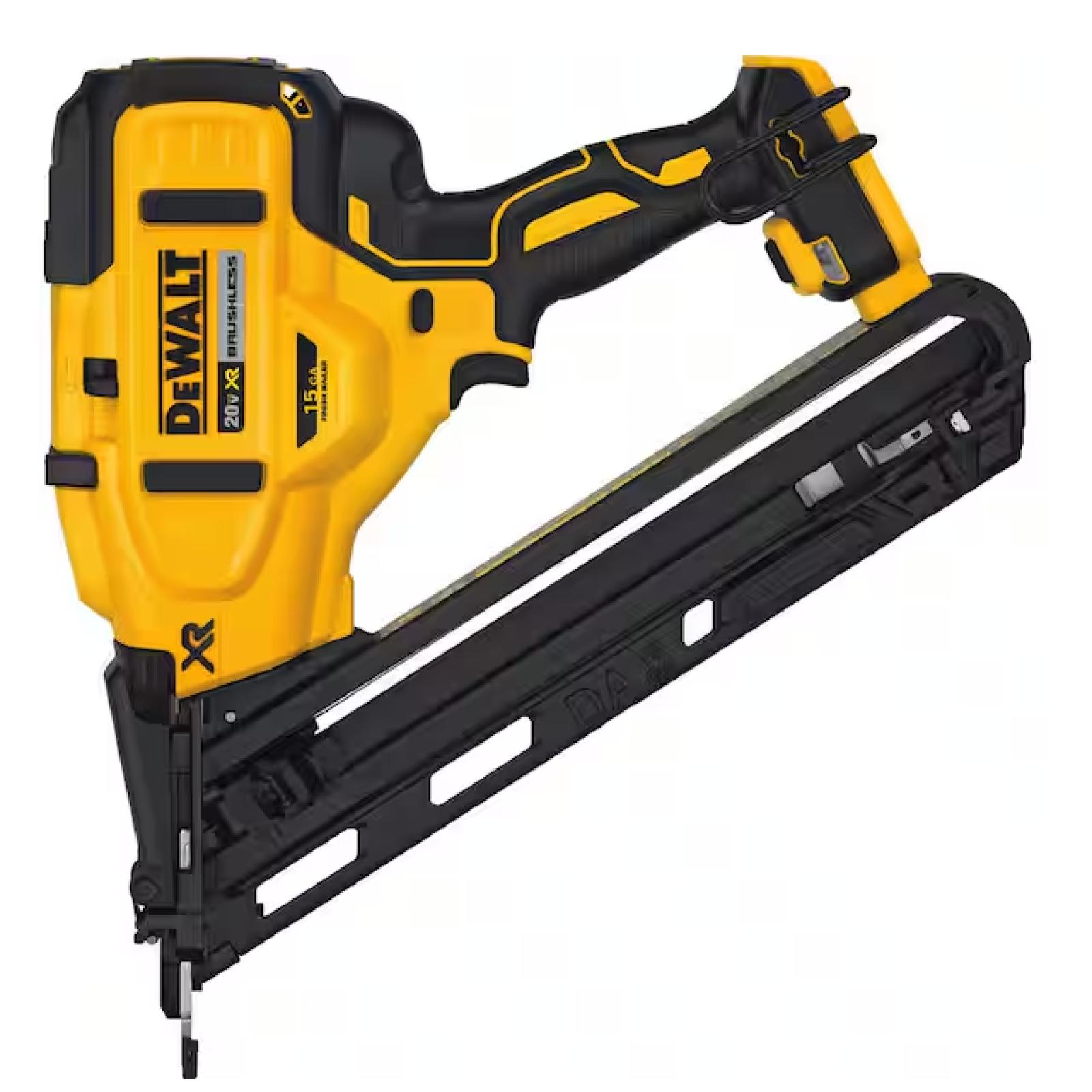 DALLAS LOCATION - DEWALT 20V MAX XR Lithium-Ion Cordless 15-Gauge Angled Finish Nailer (Tool Only)