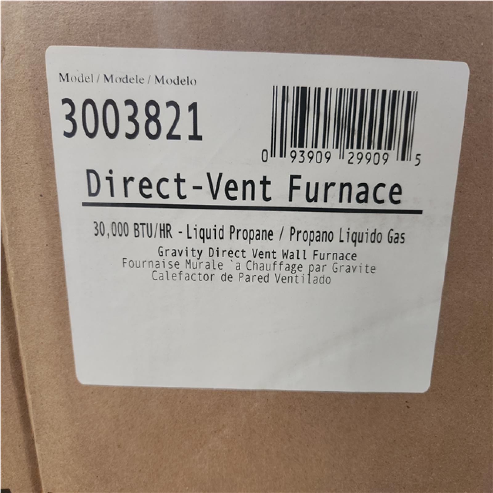 Phoenix NEW Williams Direct-Vent Gravity Wall Heater 30,000 BTU/HR, Liquid Propane