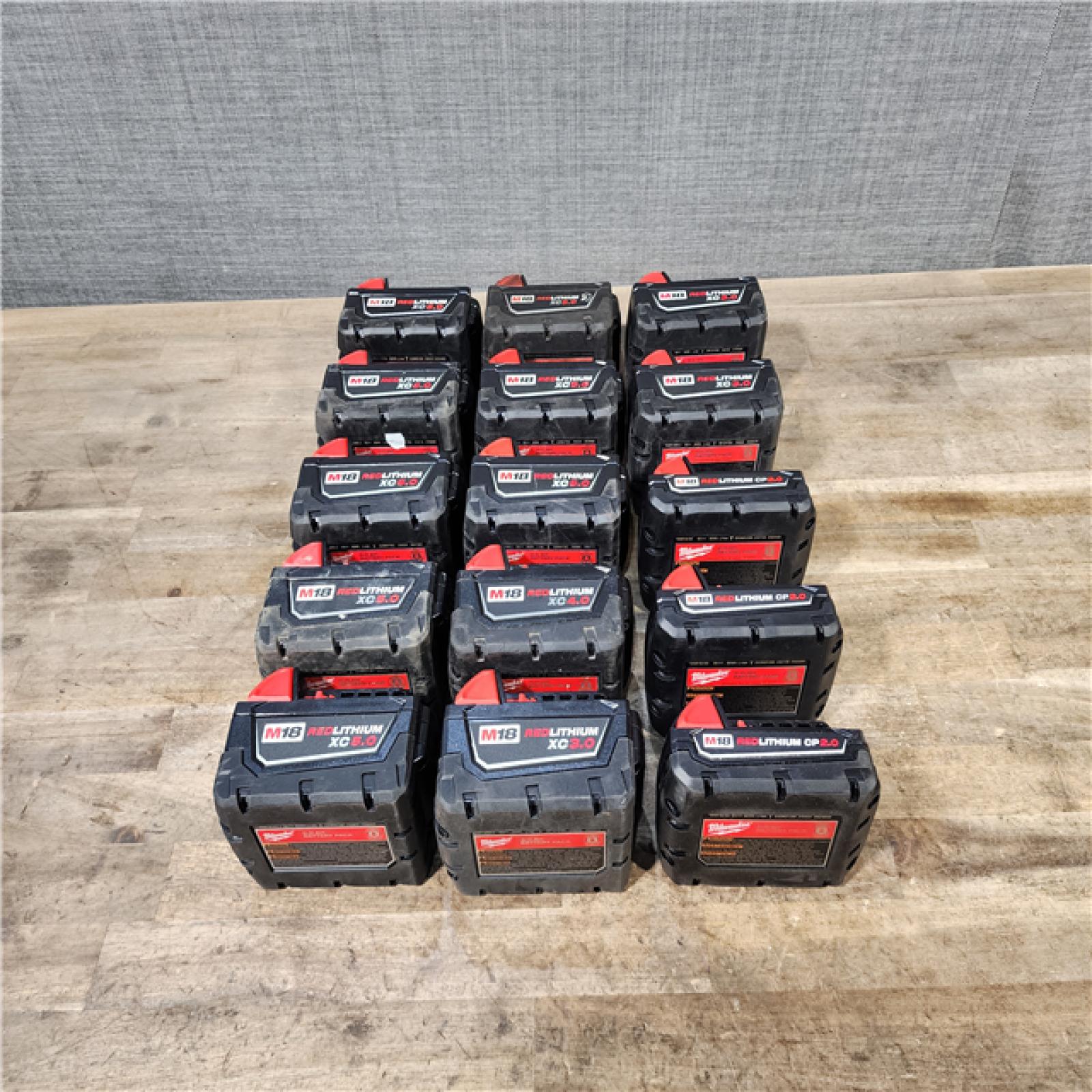 HOUSTON LOCATION - AS-IS MILWAUKEE BATTERY PACK QTY - 15